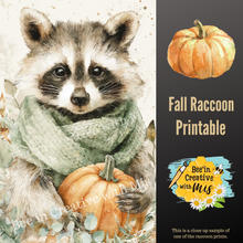 Load image into Gallery viewer, Raccoon and Pumpkin Canvas Printable 2x6
