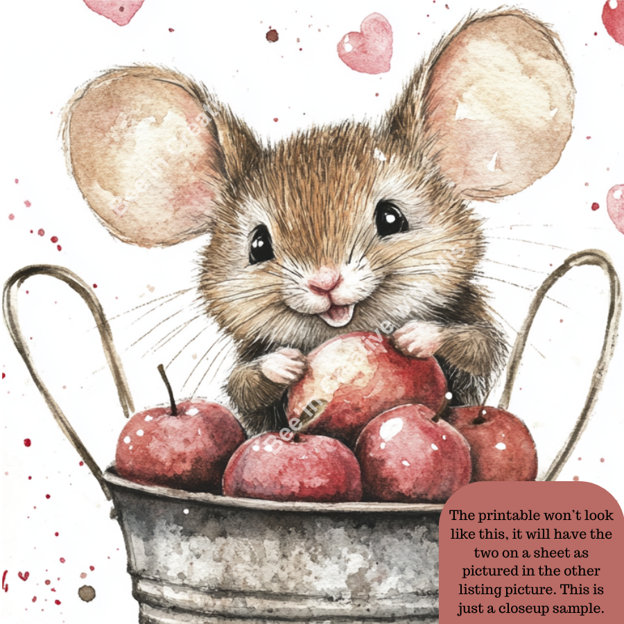Valentine Mouse with Apples Canvas Project 1x6 I'd Pick You