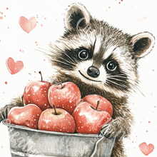 Load image into Gallery viewer, Valentine Raccoon with Apples Canvas Project 1x6 I&#39;d Pick You
