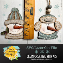 Load image into Gallery viewer, Snowman Ornament Trio SVG Laser Cut File
