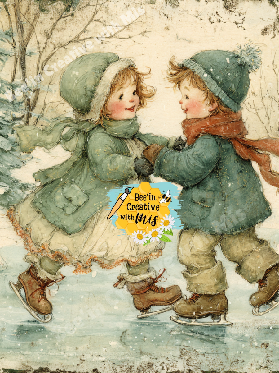 Ice Skating Couple Canvas Printable 2x6