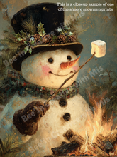 Load image into Gallery viewer, Smore Snowman Canvas Printable 2x6

