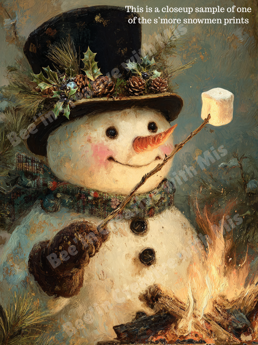 Smore Snowman Canvas Printable 2x6