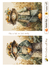 Load image into Gallery viewer, Scarecrow and Pumpkin Canvas Printable 2x6
