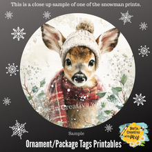 Load image into Gallery viewer, Winter Deer in Reds 4&quot; Circle Ornament Canvas Project
