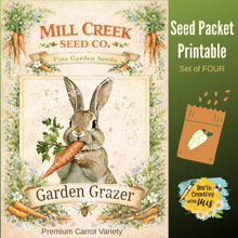 Load image into Gallery viewer, Carrot Seed Packets in Color 2x4 Canvas Printable
