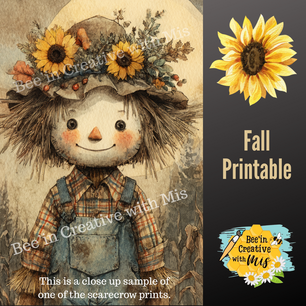 Fall Scarecrow Canvas Printable 2x6