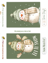 Load image into Gallery viewer, Snowmen on Olive Green Background Printable 2x6
