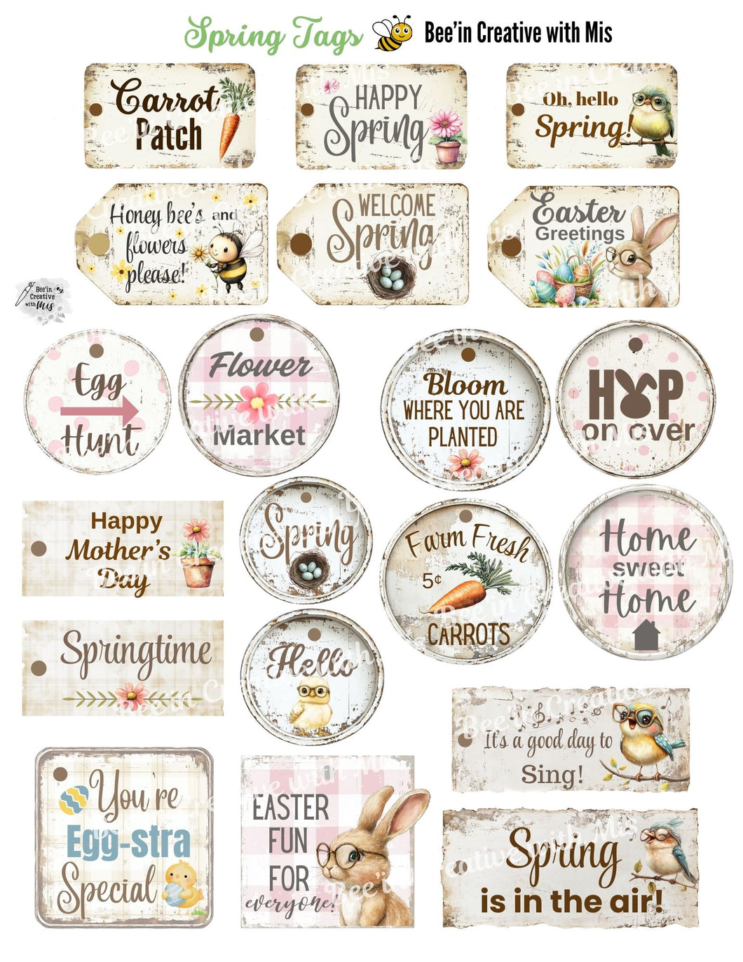 Spring Tag Sheet – Bee'in Creative with Mis