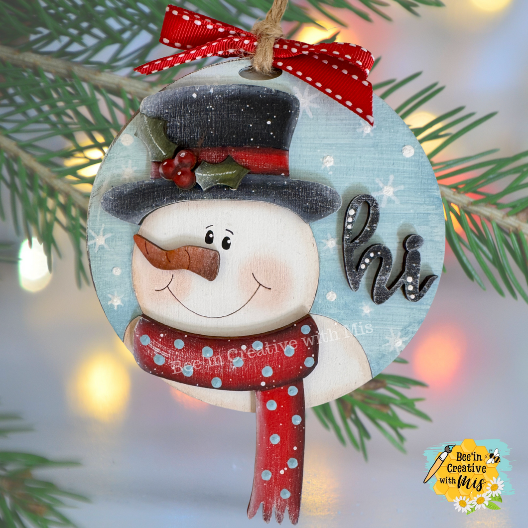 Hi Snowman Round Ornament Kit SSW