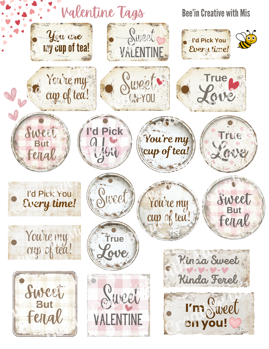 Valentine Canvas Tag Sheet