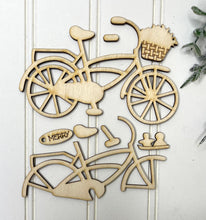 Load image into Gallery viewer, Christmas Bicycle Ornament Unfinished Wood Gingerbread and Snowman Basket
