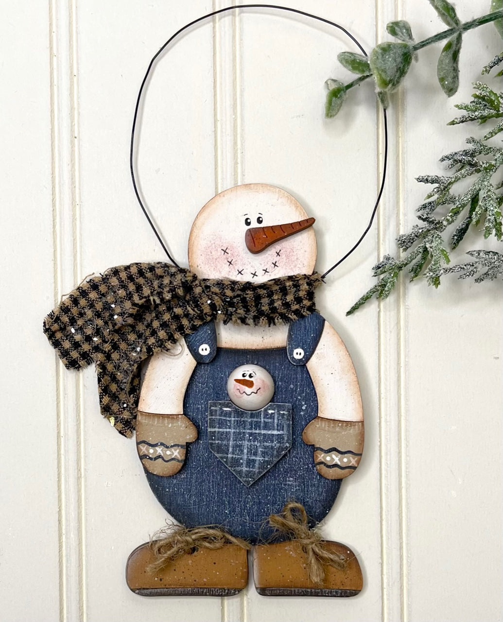 Frosty and Baby Snowman Christmas Ornament Unfinished Wood