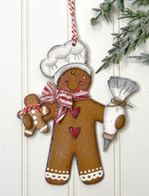 Load image into Gallery viewer, Baking Gingerbread Man Unfinished Wood Christmas Ornament
