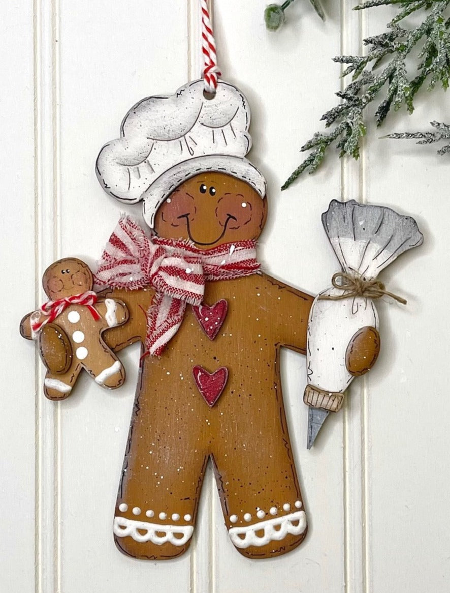 Gingerbread Man Baking Christmas Ornament SVG cut file