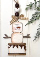 Load image into Gallery viewer, Snowman Smore Ornament Unfinished Wood
