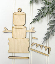 Load image into Gallery viewer, Snowman Smore Ornament Unfinished Wood
