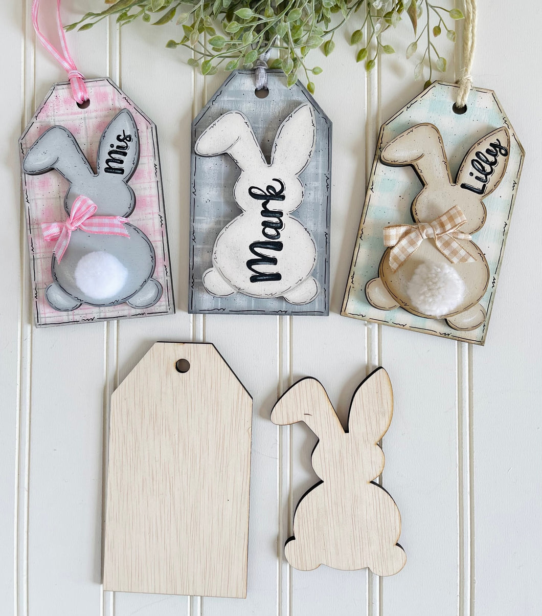 Unfinished Bunny Basket Tag for Personalization