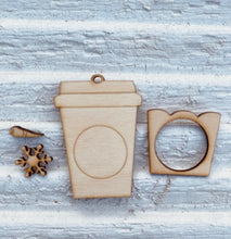 Load image into Gallery viewer, Snowman Coffee Cup Tag or Ornament Unfinished Wood Blank
