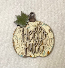 Load image into Gallery viewer, Fall Pumpkin Wood Hello Fall Tag
