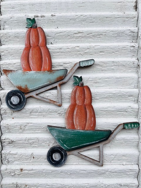 Fall Pumpkin Wheelbarrow Sign attachment or Tiered Tray Decor UNFINISHED WOOD