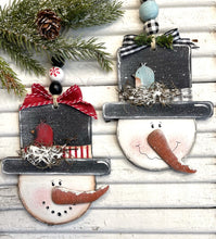 Load image into Gallery viewer, Snowman with Bird Ornament Unfinished Wood
