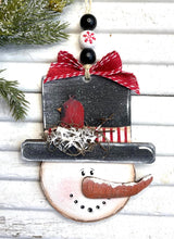 Load image into Gallery viewer, Snowman with Bird Ornament Unfinished Wood
