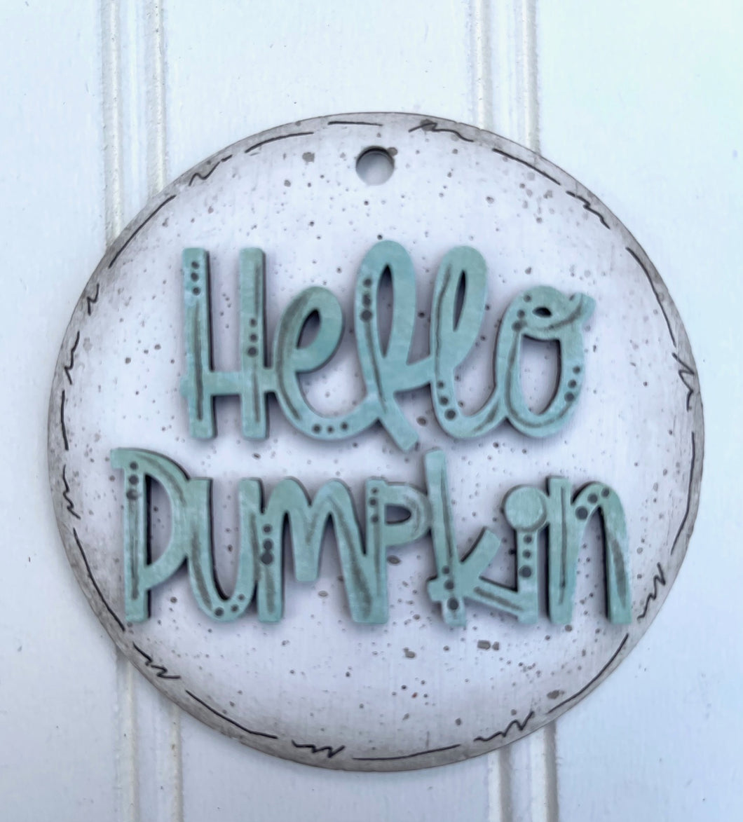 Fall Hello Pumpkin Unfinished Wood Tag