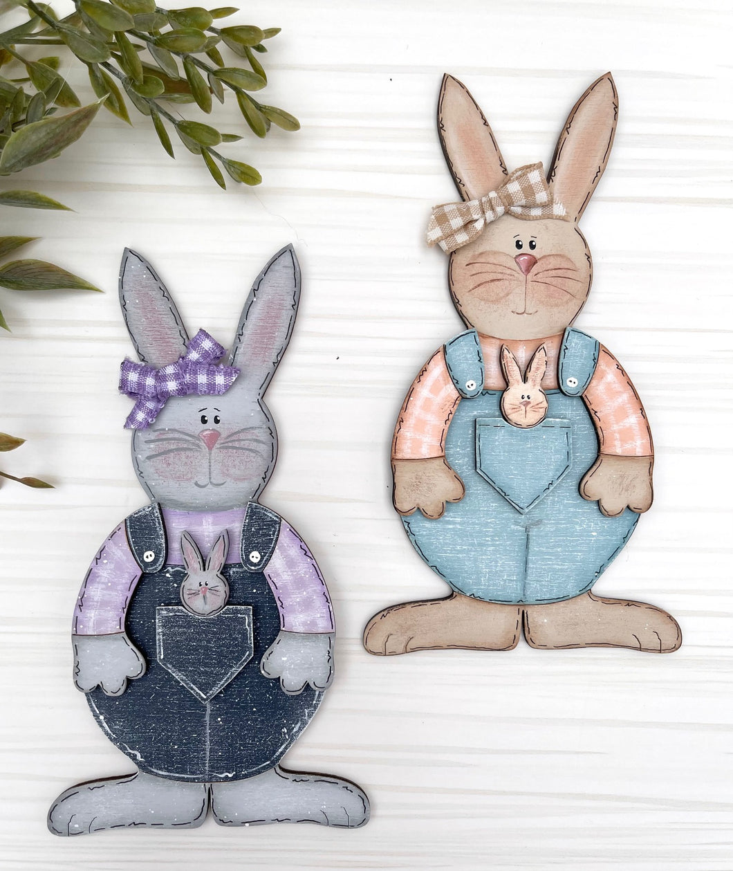 Baby Pocket Bunny Unfinished Wood Easter Basket Tag Easter Ornament 3D sign Tag