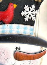 Load image into Gallery viewer, 18” Winter Snowman with Cardinals Door Hanger
