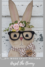 Load image into Gallery viewer, Hazel the Chunky Bunny with Glasses SVG Laser File Door hanger Wreath Attachment
