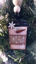 Load image into Gallery viewer, Snowman Coffee Cup with Ribbed Sleeve Unfinished Wood Ornament or Garland Tag
